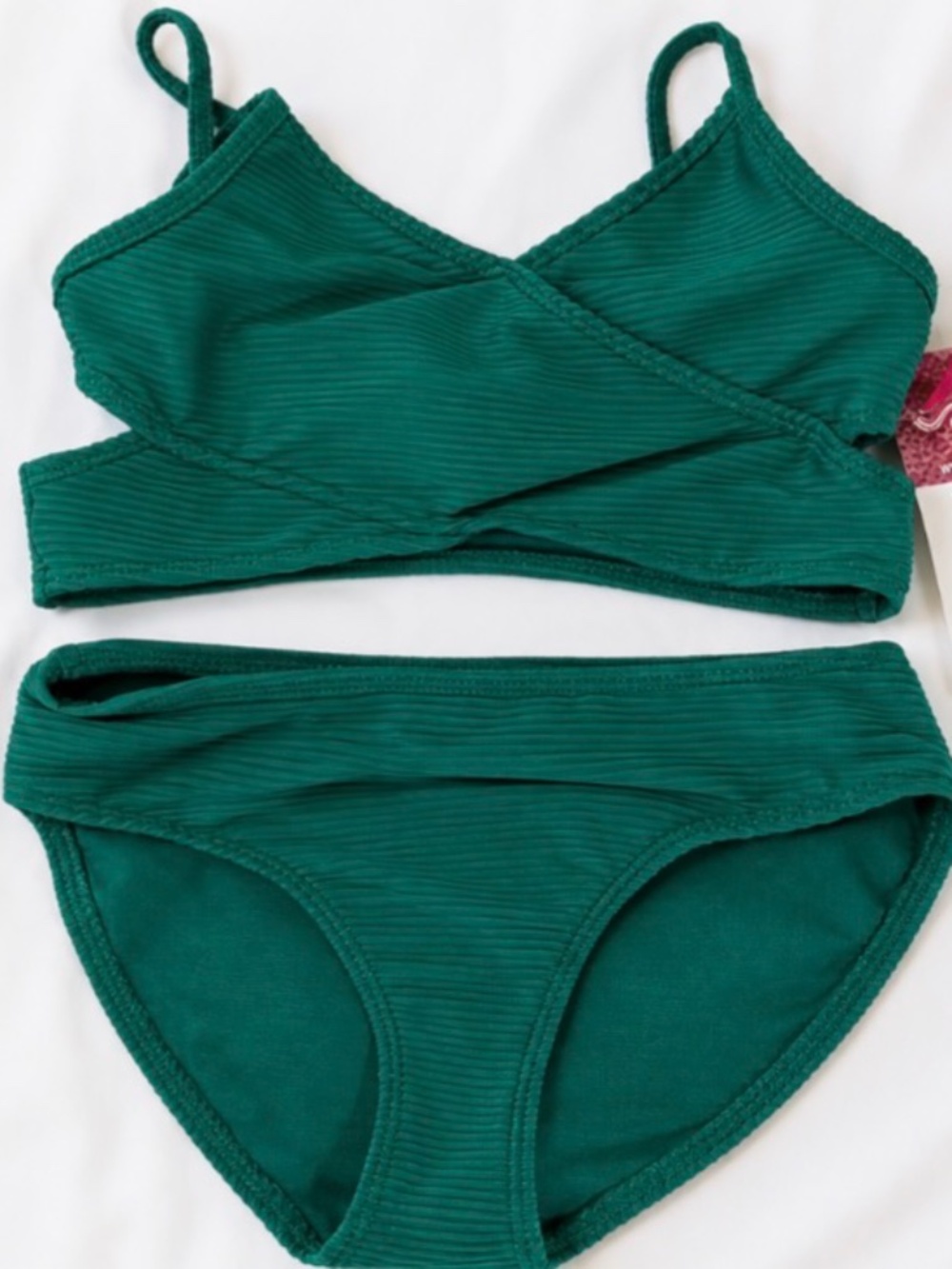Kanu Surf Girls Ribbed Two-Piece Swimsuit – Green – Size 8 – NWT
